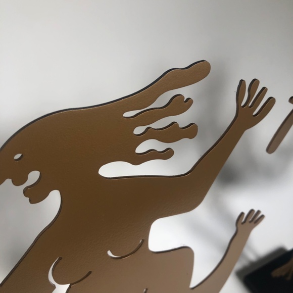 Gold Running Naked Couple Sculptures 12” High - Picture 3 of 8